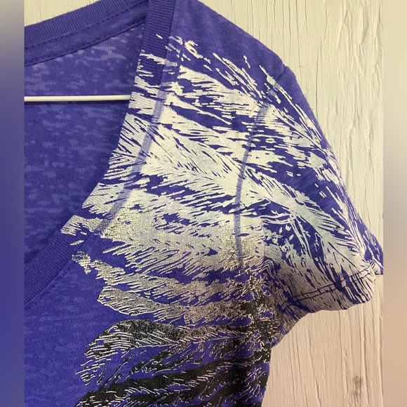 Nollie ladies short sleeve feather graphic print tshirt Top small scoop neck - Picture 5 of 5